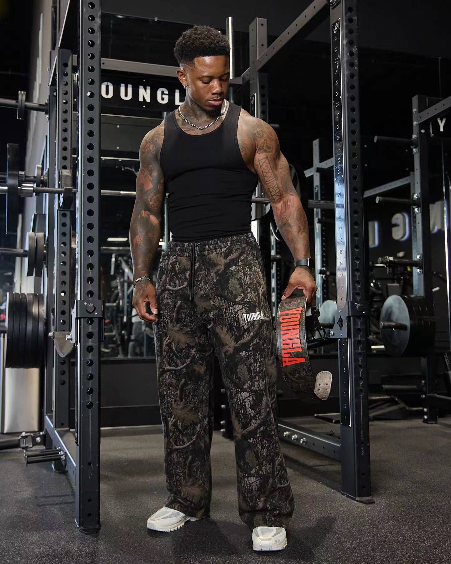 new Young American trendy sweatpants collaboration anime joggers cotton terry print wide-leg casual pants hip-hop street pants