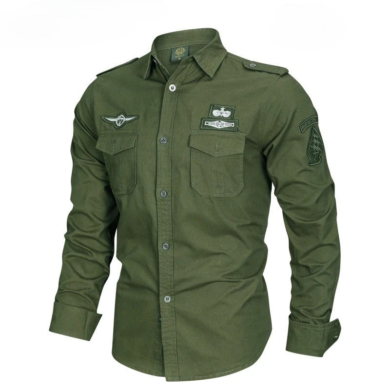 Spring Autumn New Men Long Sleeve Cargo Polo Shirt Casual Fashion Cotton Shirt Male Tactic Military Embroidery Tops