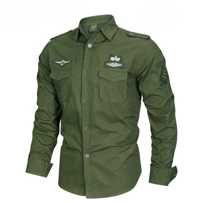 Spring Autumn New Men Long Sleeve Cargo Polo Shirt Casual Fashion Cotton Shirt Male Tactic Military Embroidery Tops