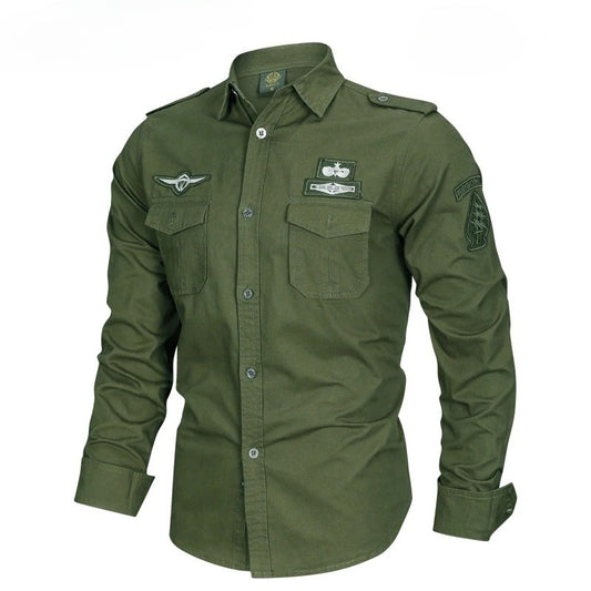 Spring Autumn New Men Long Sleeve Cargo Polo Shirt Casual Fashion Cotton Shirt Male Tactic Military Embroidery Tops