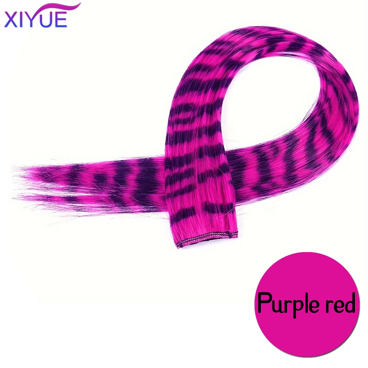 Synthetic One Card Hair Extension Wig Hair For Women Long Straight Clip-in Colored Zebra Line Feather Hair Extensions Fake Hair