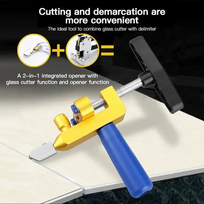 Cortador de Cerâmica e Vidro 2 em 1 Profissional Ferramenta Manual de Construção Portátil Conjunto de Cortador de Vidro com Diamante para Cortar Azulejos