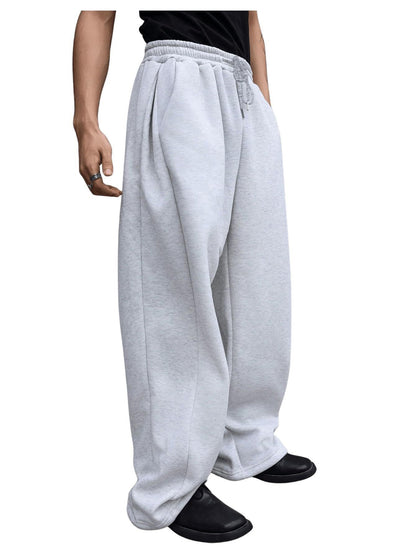 2025 wide leg sweatpants men's sweatpants waist drawstring straight leg loose pants straight leg sports pants