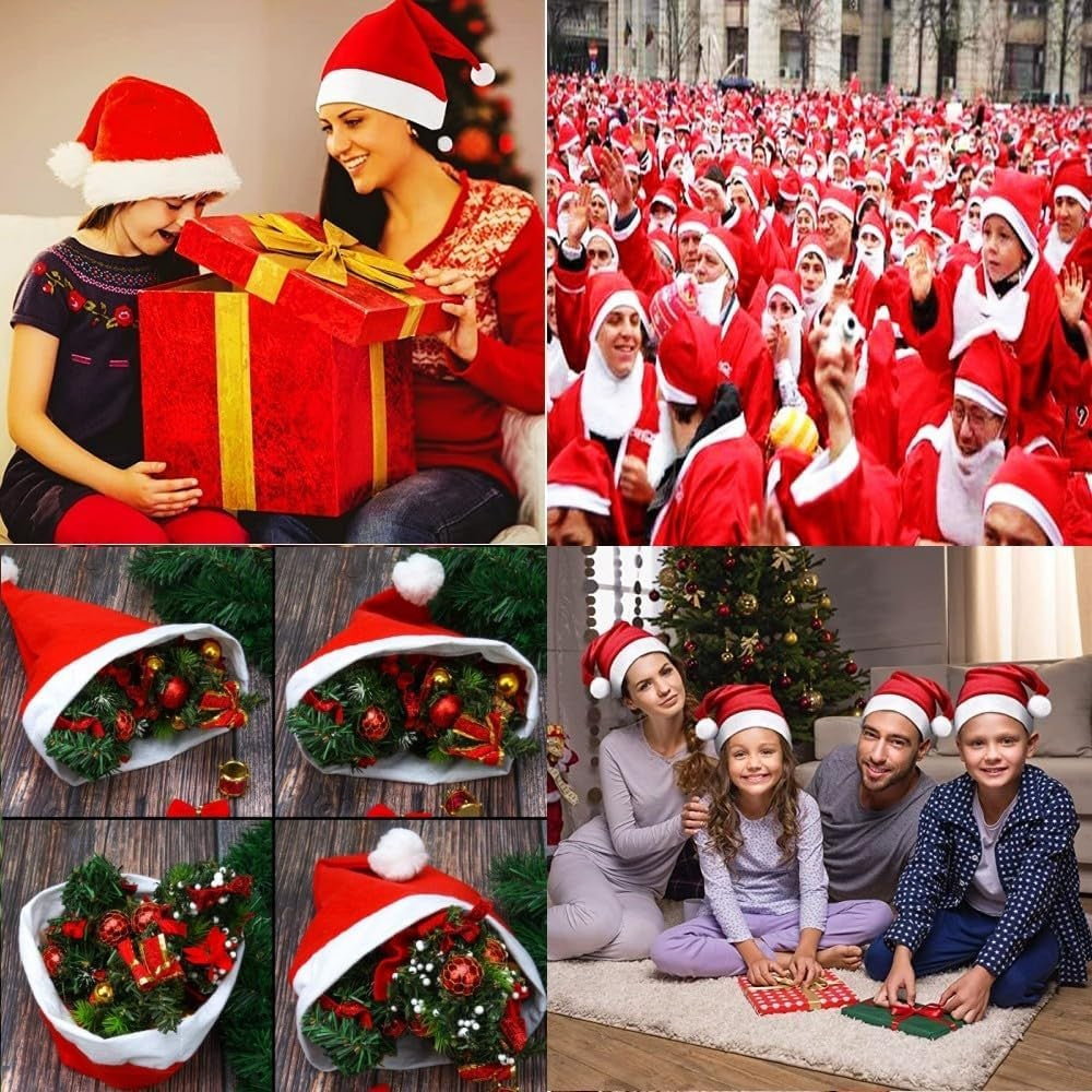 Merry Christmas Hats Non-woven Santa Claus Hats for Adults Kids Red Xmas Caps Women Men New Year Festival Party Decoration Gifts