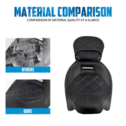 Assento de Motocicleta Duplo Preto Dianteiro Traseiro para Piloto e Passageiro para Harley Touring Road King Street Electra Road Glide 2009-2024