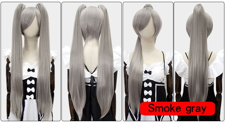 HSIU 80Cm Long Staight Ponytail Clip Cosplay Wig high temperature fiber Synthetic Wigs Anime Party Ponytail Party wigs 14 color