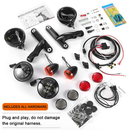 para iluminação auxiliar Harley Suportes de iluminação auxiliar farol de neblina para Harley CVO Street Glide FLHX 2006-2020 Peças de quadro