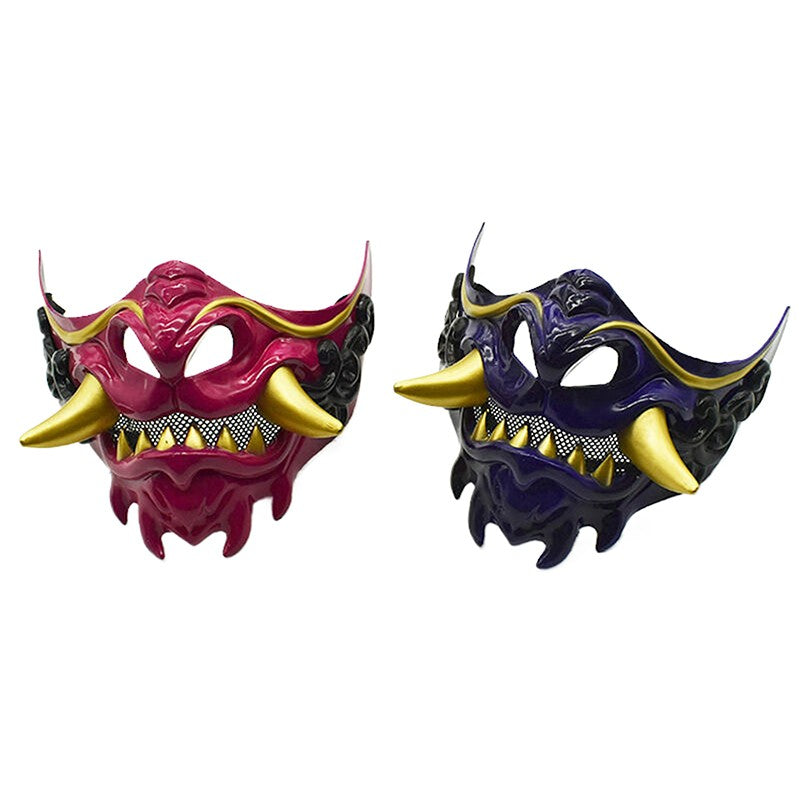Half Face Devil Samurais Mask for Carnivals Halloween Cosplay Horror Killer Mask Masquerade Mask Party Mask Japanese Mask