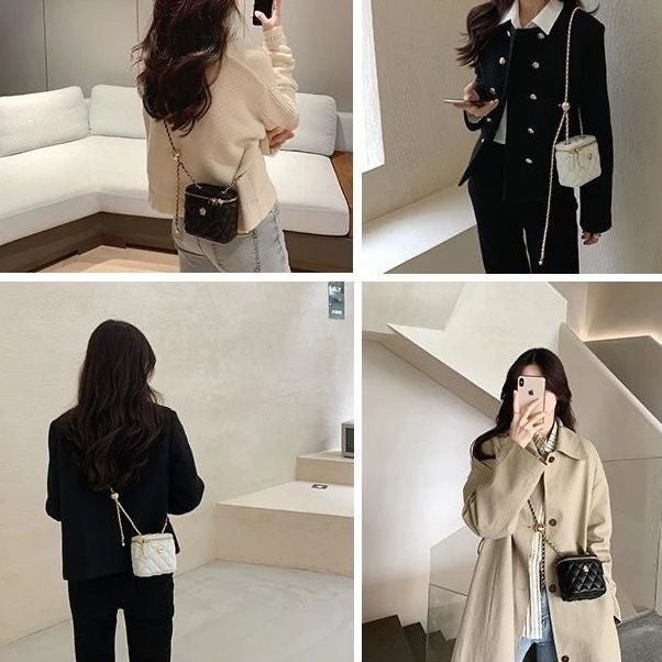New Mini Quilted Chain Diamond Checkered Women's Crossbody Bag Fashion Mini Handbag  PU Leather Woman's One-shoulder Small Bag