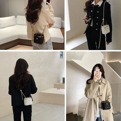New Mini Quilted Chain Diamond Checkered Women's Crossbody Bag Fashion Mini Handbag  PU Leather Woman's One-shoulder Small Bag