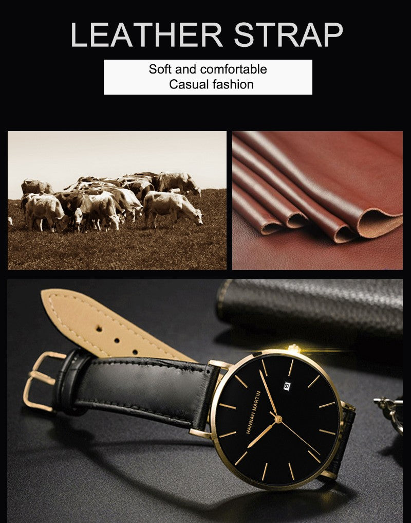 Classic Bauhaus Design Men Watch Dark Blue  Japan Quartz Waterproof Stainless Steel Fashion Business Calendar Ultra Thin Watches