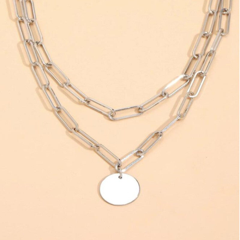 Vintage Round Charm Layered Necklace Women's Jewelry Layered Accessories for Girls Clothing Aesthetic Gifts Fashion Pendant 2024