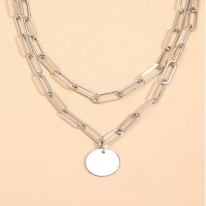 Vintage Round Charm Layered Necklace Women's Jewelry Layered Accessories for Girls Clothing Aesthetic Gifts Fashion Pendant 2024