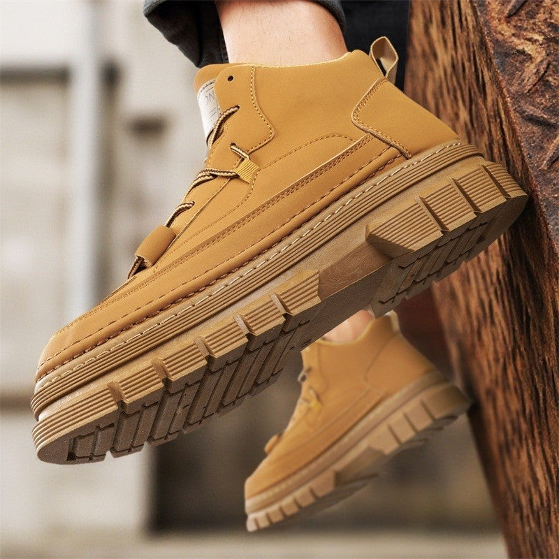 Men's boots four season high-top Joker thick-sole casual boots soft-sole non-slip comfort outdoor boots fashion youth work boots