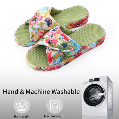 Comwarm Waffle Indoor Cotton Slippers For Women Open Toe Anti-Slip Home Slippers Four Seasons Flats Slippers with Arch Support