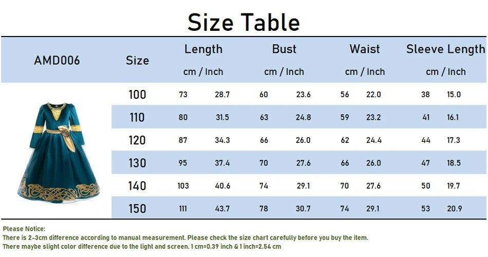 Princess Merida Dress Cosplay Brave Stage Performance Clothes  Cosplay Halloween Carnival Party Apparel Birthday Gift