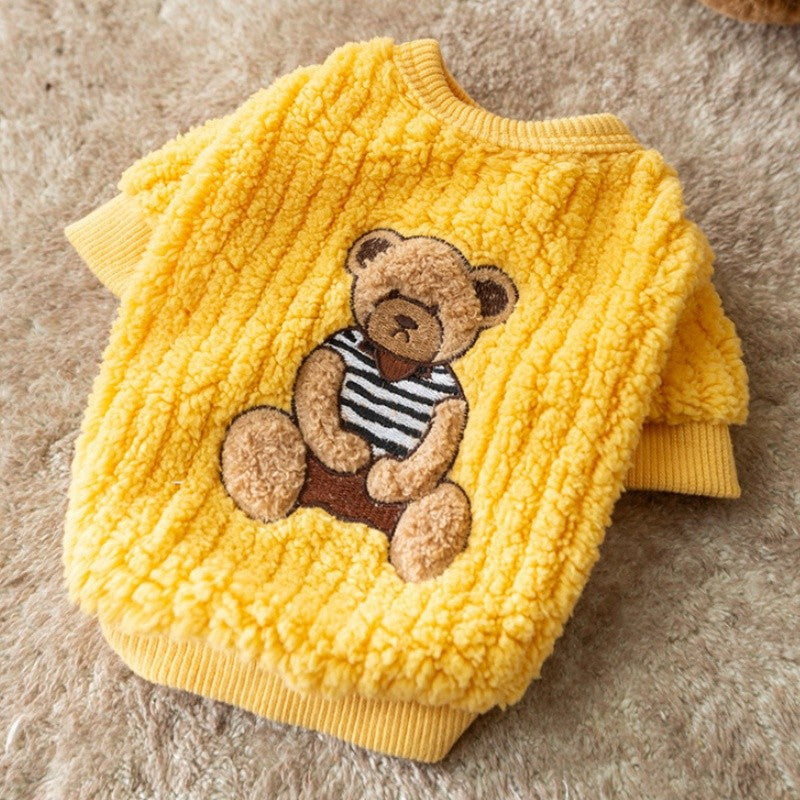 Moletom de Luxo com Capuz para Cães, Roupas Quentes de Inverno para Cães, Moletom Fofo e Macio para Filhotes, Estampa de Urso, Moletons para Gatos, Suéteres para Animais de Estimação, Roupas para Bichon