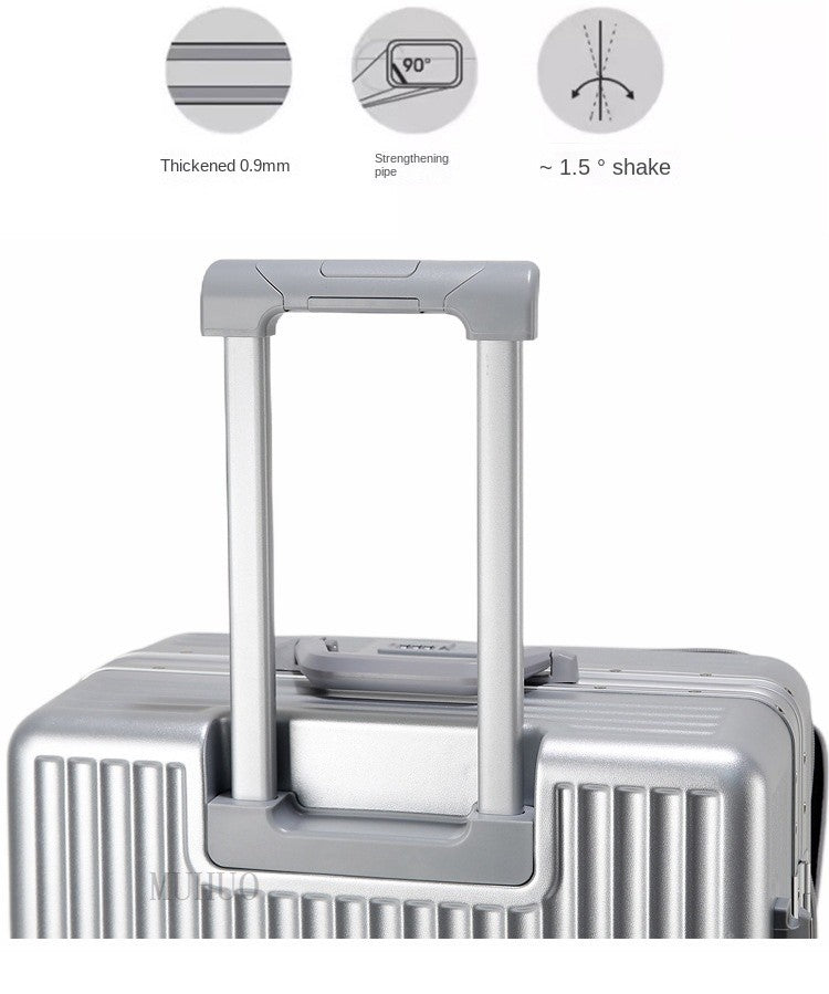 Aluminium Frame Suitcase Front Opening Cabin Luggage with USB Cup Holder Female Trolley Case Male Brake Wheel Travel Suitcase