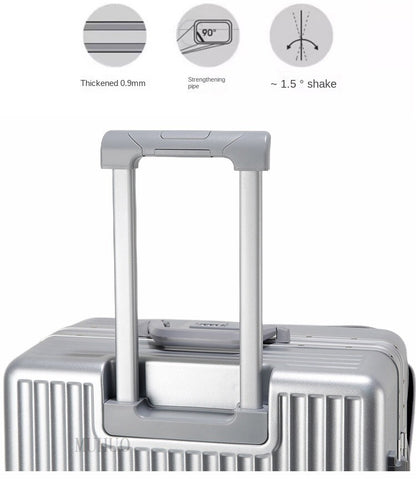 Aluminium Frame Suitcase Front Opening Cabin Luggage with USB Cup Holder Female Trolley Case Male Brake Wheel Travel Suitcase