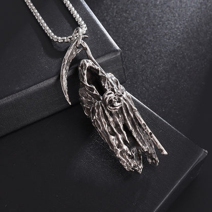 Colar Pingente Ceifador da Morte Gótico Misterioso Diabo Masculino Personalidade Punk Retro Halloween Joias da Moda