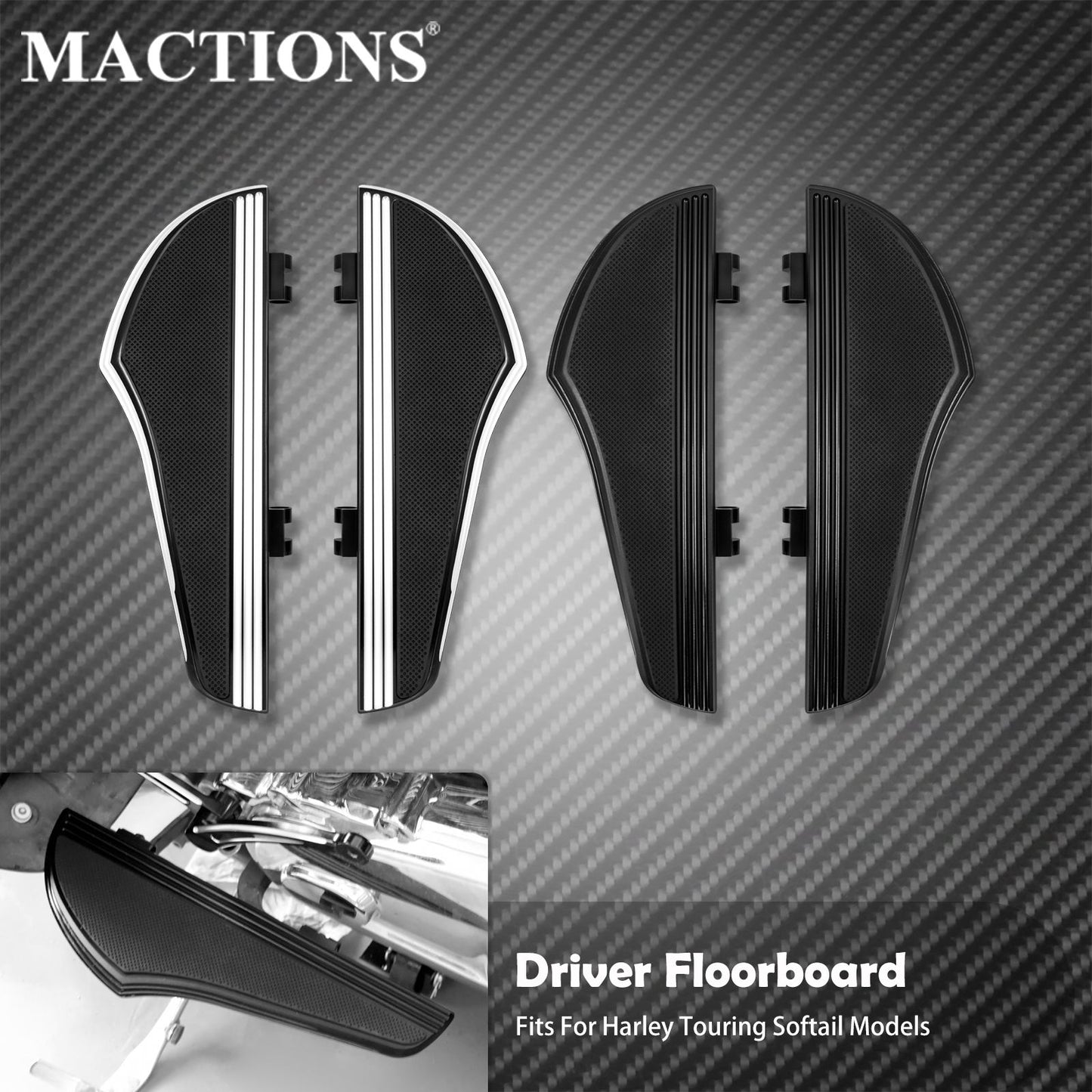 Pedaleiras Antiderrapantes Dianteiras para Motocicleta Harley Softail Fatboy Deluxe Touring Electra Glide FLHR