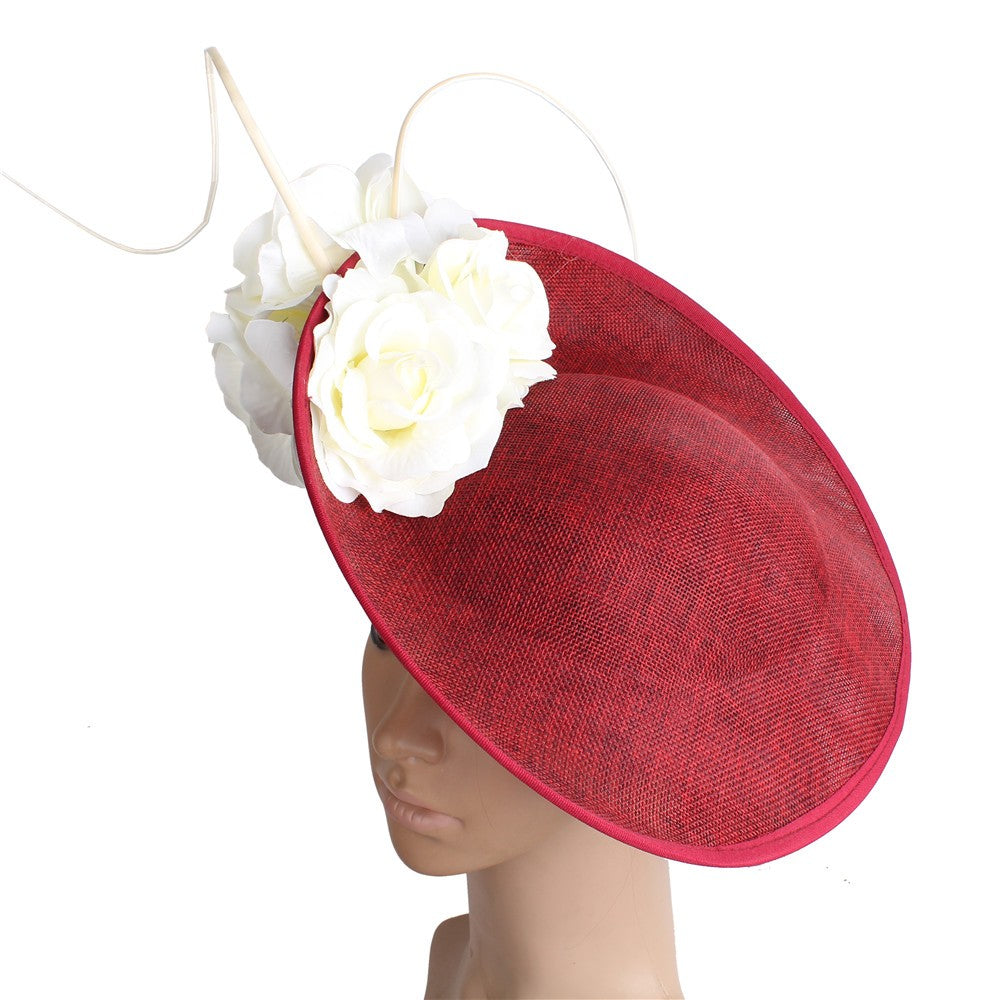 Lindo Vestido Formal de Casamento Chapéu Fedora Feminino Grande Derby Casquete de Flor da Moda Fascinator Chapéu Feito à Mão Ocasião Chapelaria