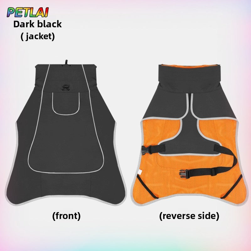 Roupas para Cachorros Jaqueta Externa Roupa Impermeável Capa de Chuva Casaco Roupa para Animais de Estimação Chuva Externa de Uso Duplo Roupa para Cães Grandes Roupa de Vento para Animais de Estimação