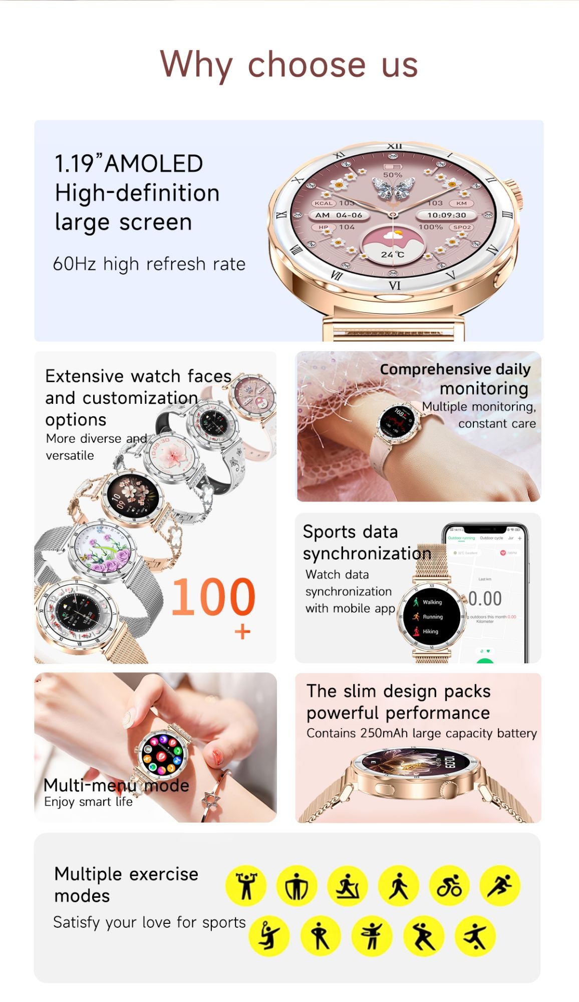 LIGE New Ultra Thin Smart Watch Women Screen Always Display Time Diamond Luxury Bracelet Voice Calling AMOLED Smartwatch Ladies