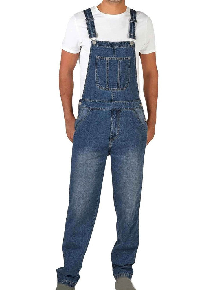 Calça Jeans Masculina Reta Larga Estilo Americano Vintage Macacão de Trabalho Casual