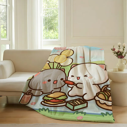 Cartoon cute Peach and Goma Blanket For Sofa Office Bed Plane Travel Sleep Read Relax Camping Soft And Warm