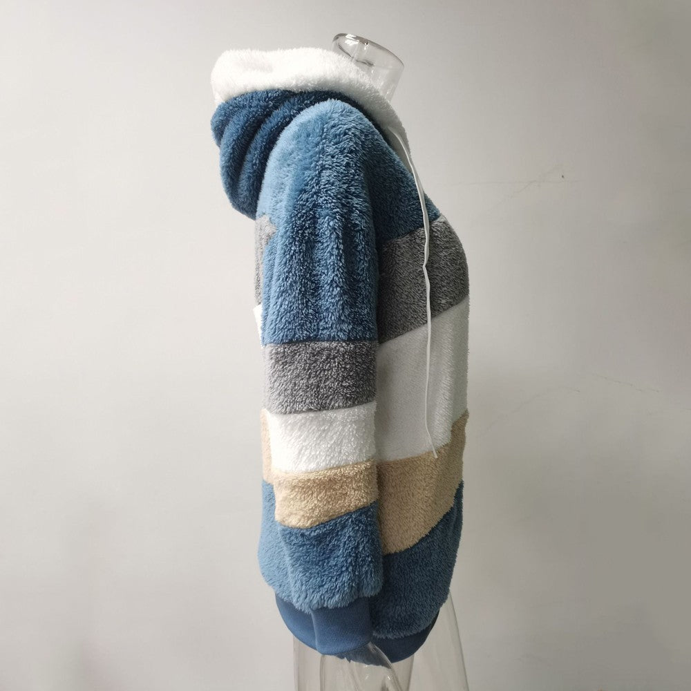 Winter Fashion Women's Coat 2025 Hooded Zipper Ladies Jacket Spliced Thick Cashmere Women Jacket Stitching Plaid Ladies Coats