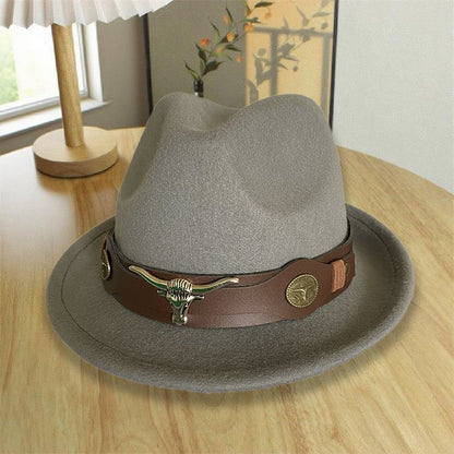 New Autumn and Winter Fashionable and Atmospheric Men's Jazz Hat with Sunshade, Lightweight and Luxurious Style Men's Jazz Hat