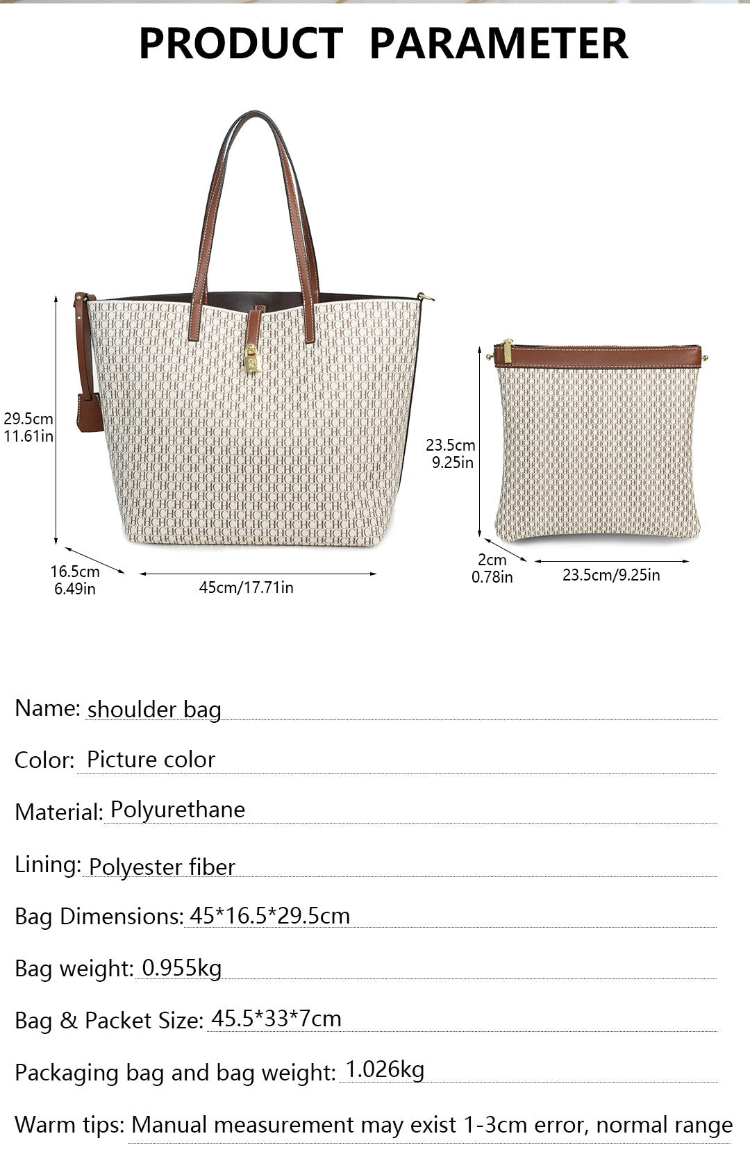 CH Elegant Light Luxury Practical With Bags Pure Color Simple Large Capacity Casual Resistant Brand Women's Bag Shoulder Bag