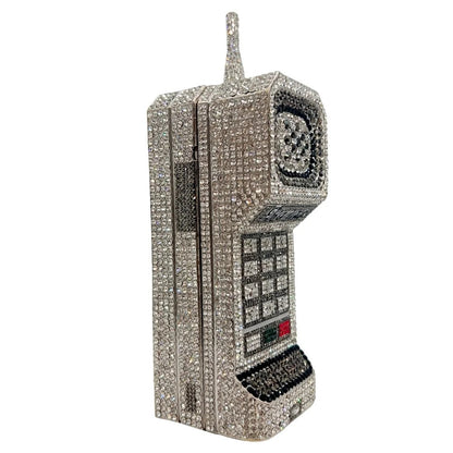 XIYUAN Newest Cellphone Shaped Rhinestone Evening Clutch Purse Luxury Diamond Wedding Party Bag Lady Pink Crystal Bridal Handbag