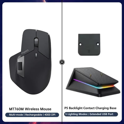 Rapoo MT760/MT760Mini Multi-mode Rechargeable Wireless Bluetooth Mouse Ergonomic 4000 DPI Support Up to 4 Devices Office Mice