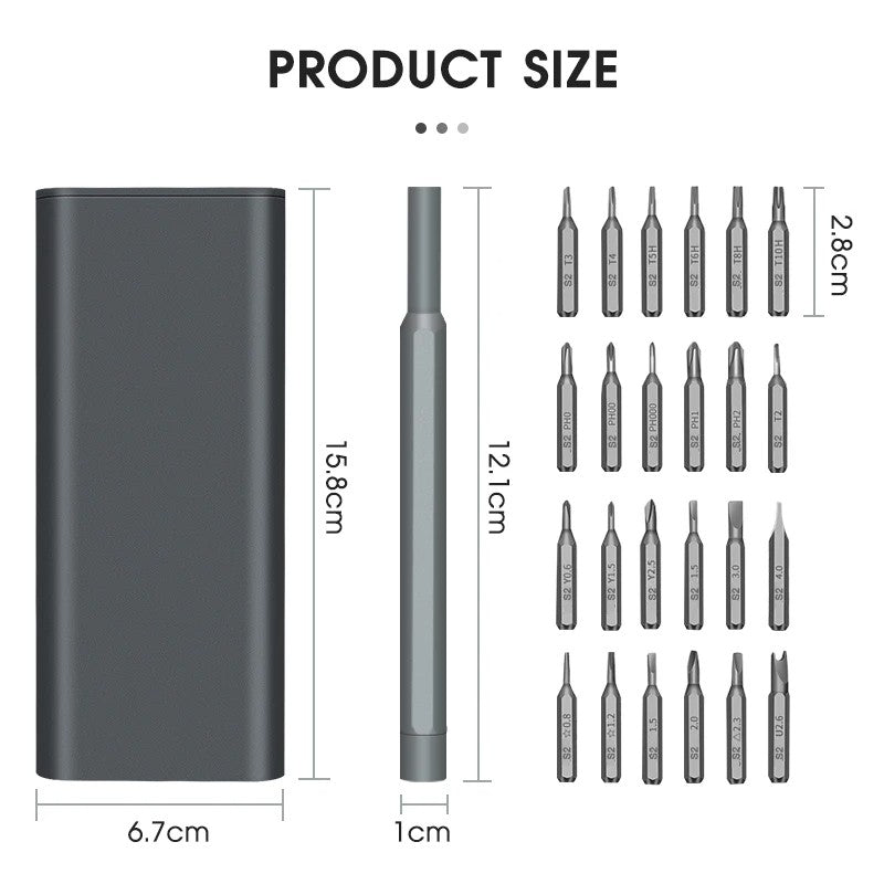 Kit de Chaves de Fenda de Precisão 26 em 1 Bits Magnéticos Multifuncionais Mini Ferramenta de Reparo para iPhone Relógio Xiaomi Óculos PC