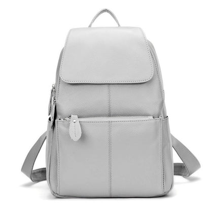Zency Mochila Feminina Elegante Preta Branca Couro Genuíno Qualidade A++ Antifurto Grande Capacidade Mochila de Viagem Designer