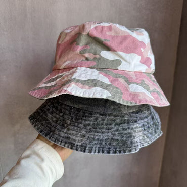 New Washed Cotton Camouflage Bucket Hat For Men And Women  Outdoor Travel Casual Sun Cap Panama Fisherman Hats Bob