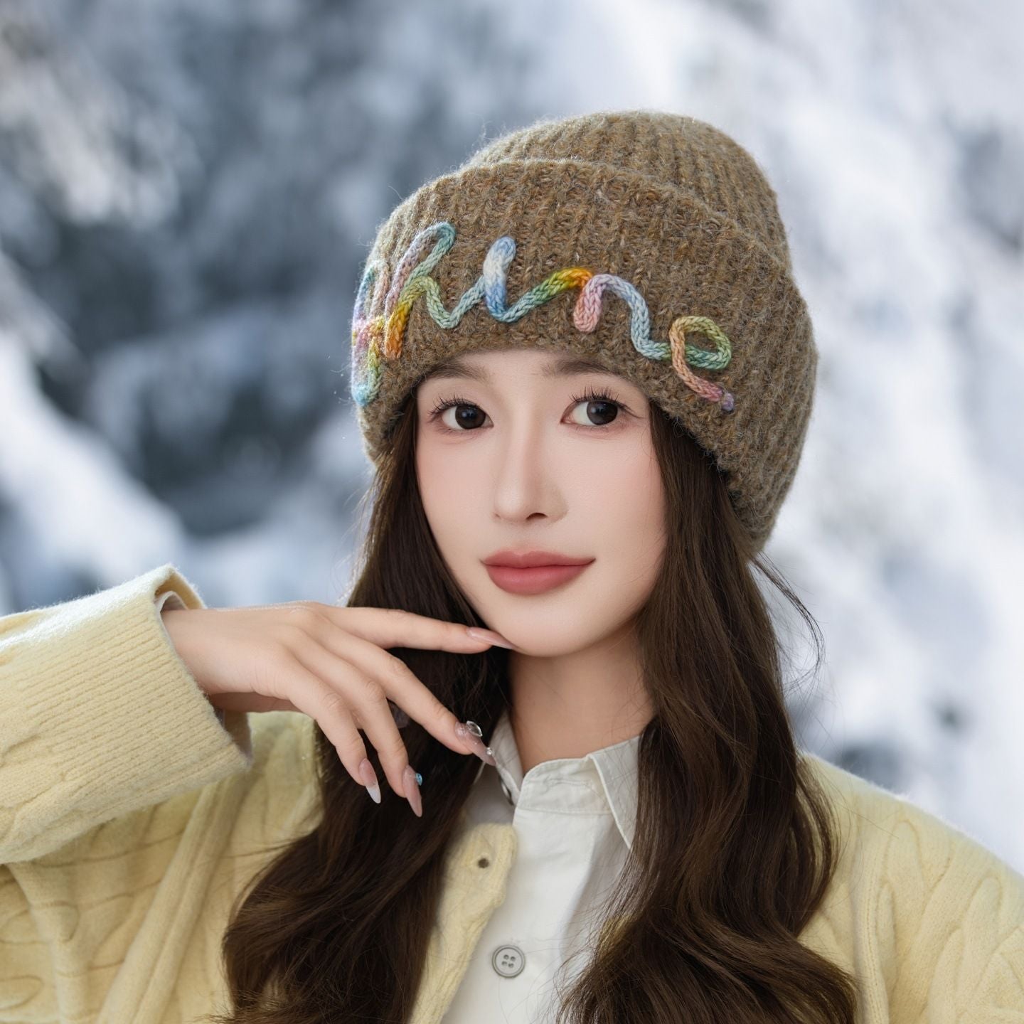 Vintage Embroidered Hats Letter Korean Version Knitted Hat for Autumn and Winter Warm Ear Protection Knitted Hats