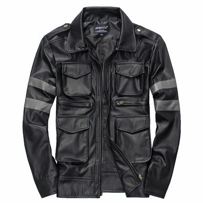 Leon Kennedy Cosplay Costume Jacktet Pu Coat Outfits Boys Men Adult Street Casual Clothing Halloween Carnival Disguise Suit