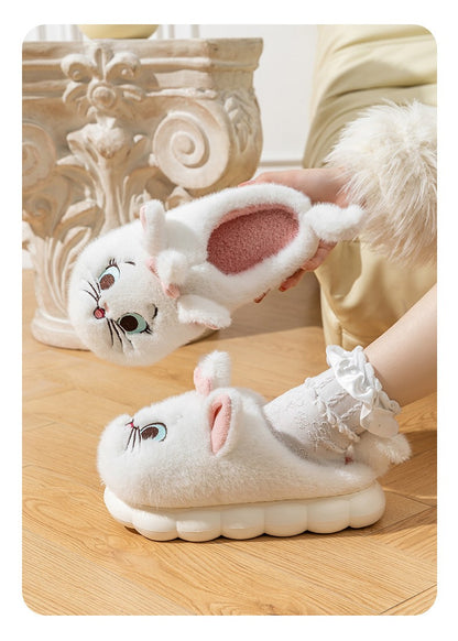 Princesa Cute Mary Gato Chinelos de Algodão Peludo Mulheres Chinelos de Casa Inverno Chinelos de Pelúcia Slides Chinelos de Interior Fofos Sapatos Encantadores