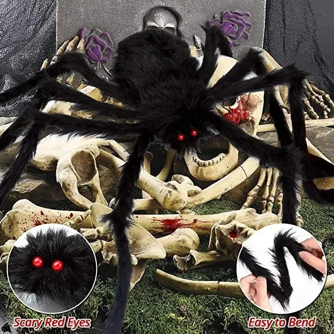 1/3pcs Giant Black Plush Spider Halloween Decorations Outdoor Scary Large Spiders Halloween Party Bar Haunted House Horror Props
