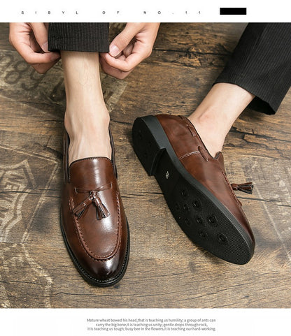 Brogues Shoes Men High Quality Social Leather Shoes British Tassels Formal Leather Men Wedding Business Dress Leather Shoes Male