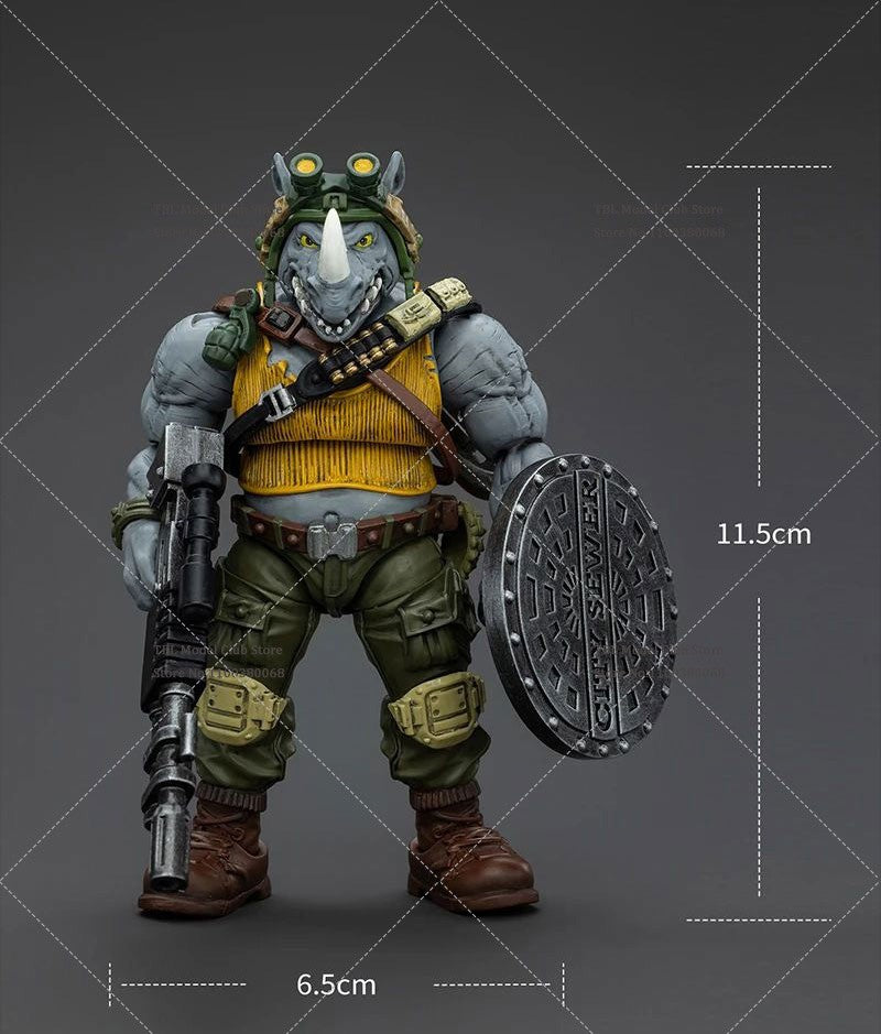 Original JOYTOY TMNT 1/18 Coleção Rocksteady&Beebop Conjunto Completo Boneco de Ação Soldado 11.5cm