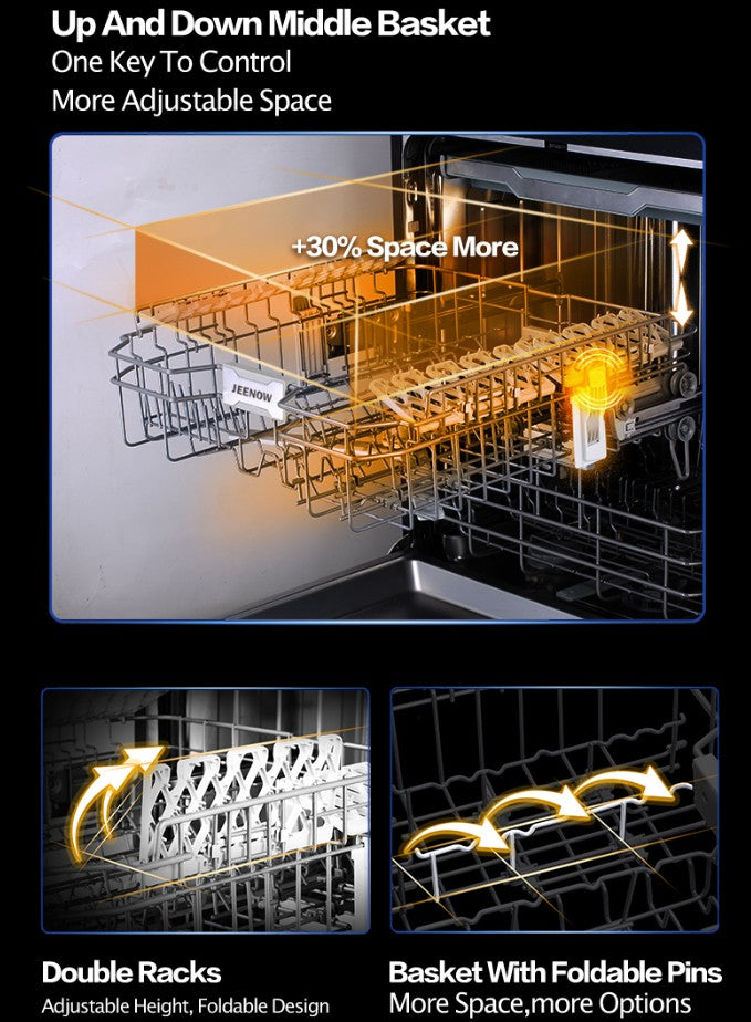 Stainless Steel Dishwasher, 8 Program Freestanding Dish Washing Machine, 598x600x845mm Premium Electric Kitchen Appliance