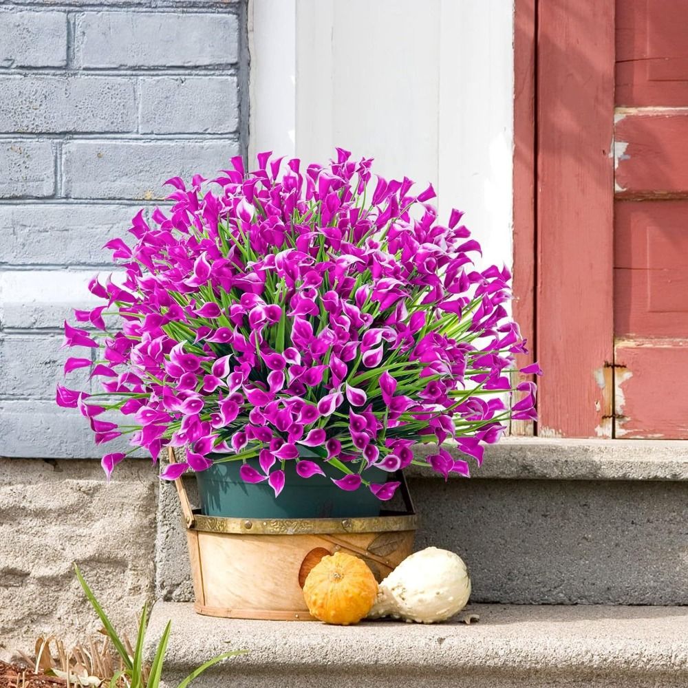 1/2/5Pcss 33cm Artificial Calla Lily Bouquet Plastic UV Protection Calla Lily Artificial Flowers Fake Plant Home Room Decor