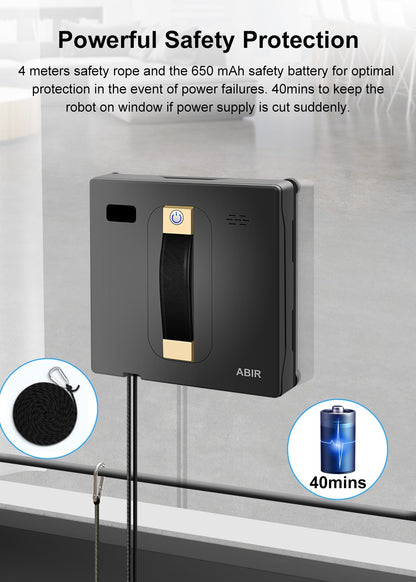 Robot Window cleaner ABIR WD8,Dual Water Spray,Smart Memory,High Vacuum Suction, Laser Sensor, Home Wall Glass Cleaning Robot