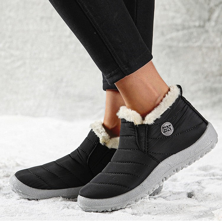 Women Boots Waterproof Winter Boots Fur Shoes Women Slip On Ankle Boots Snow Botas Mujer 2025 Winter Shoes Couple Short Boot