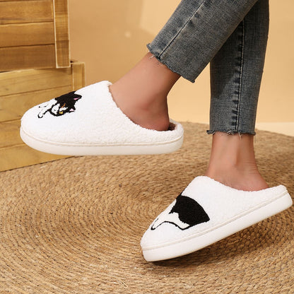 Platform Fluffy Slippers Women House Plush Cartoon Dog Designer Winter Shoes Girls Flats Home Fashion Casual Footwear Large Size