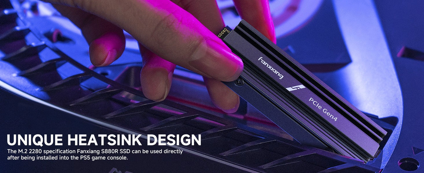 Fanxiang S880R 7450MB/s SSD NVMe M.2 2280 4TB 2TB 1TB Unidade de estado sólido interna com dissipador de calor SSD para PS5 PC Laptop